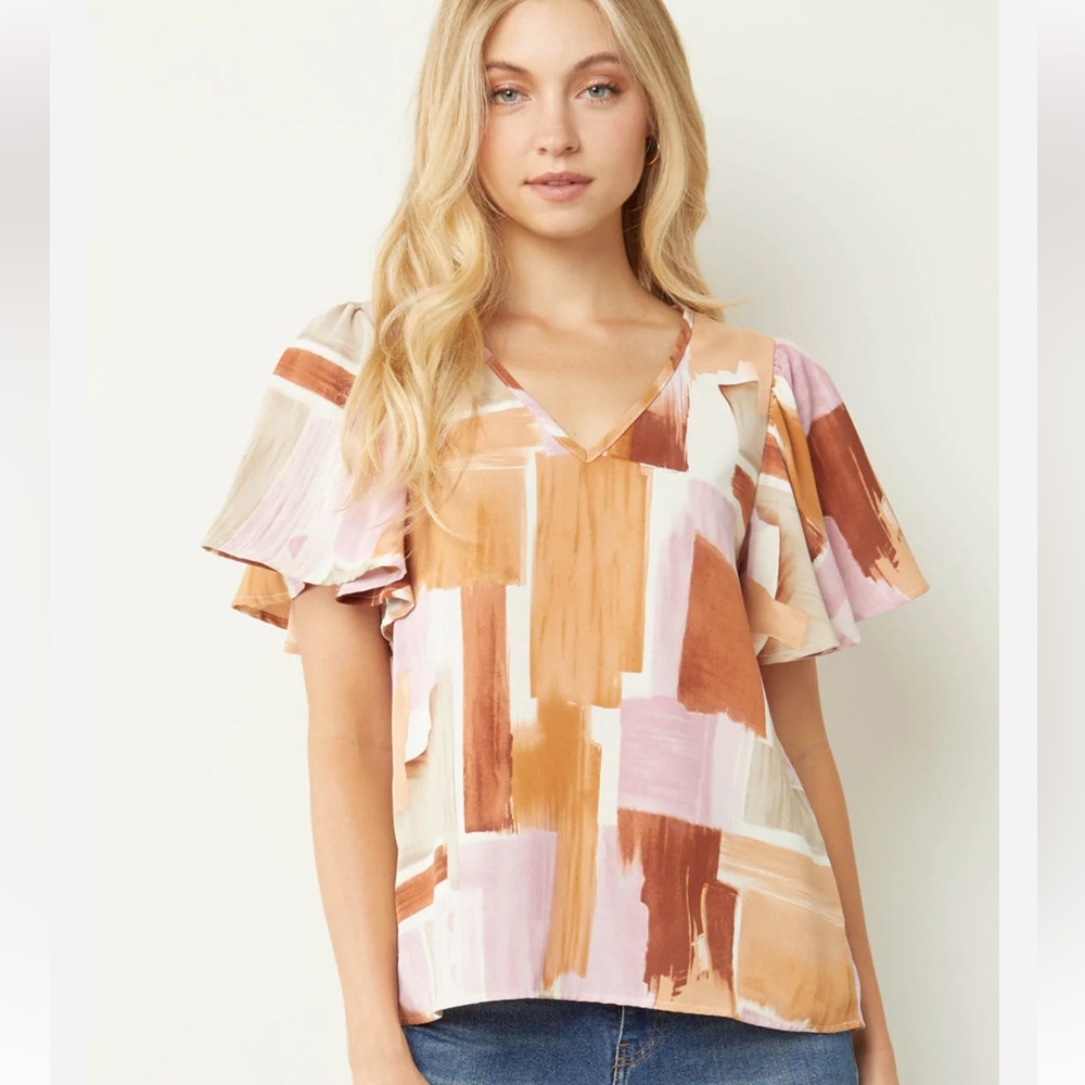 Entro Taupe Print Top